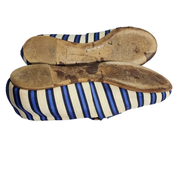 Tabitha Simmons Striped Flats Fabric Loafers 39 - Picture 7 of 7